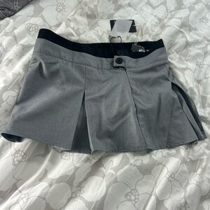 Gray Pleated Mini Skirt